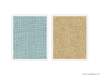 Sizzix SIZ656645, Texture Fades Embossing Folders, Burlap & swirls