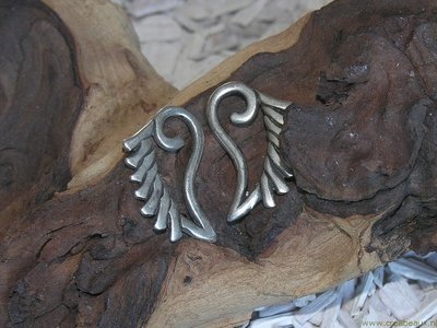 Engelenvleugel, 33x22mm, antiekzilver