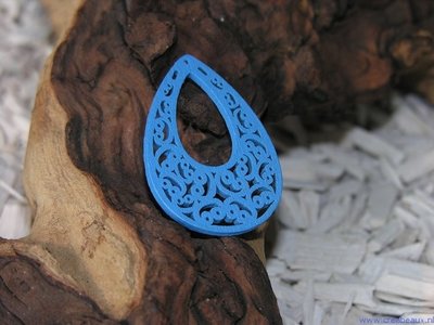Druppel, 50x36mm, blauw