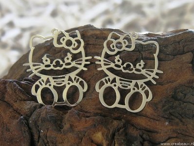 Hello Kitty, 35x30mm, zilverkleur
