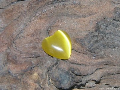 Hartje plaksteen cateye, 10x14mm, geel