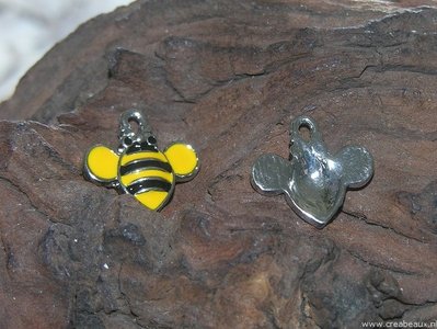 Bijtje met epoxy, 20x19mm, zwart-geel
