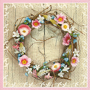 P+D servet Frühlingskranz, 33x33cm, design 200006