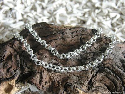 Jasseron armband, 7x2mm, zilverkleur