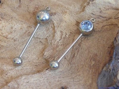 414127221 Nietstift met afneembare strassbol, 35x8mm, licht saffierblauw