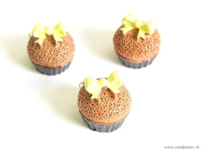 Cupcake, 18x15mm, bruin/geel