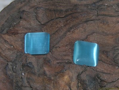 Plaksteen cateye, 14x14mm, lichtblauw