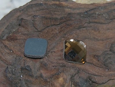 Plaksteen facet geslepen, 14x14mm, bruin