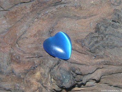 Hartje plaksteen cateye, 10x14mm, donkerblauw