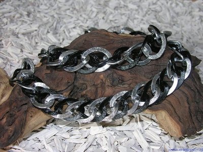 Ketting grote schakels, 32x29mm, zwart/zilverkleur