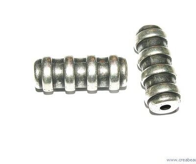Tube met strepen, 13x31mm, zilverkleur