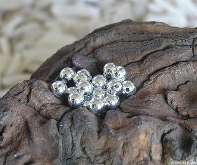 Bal metal look, 6mm, zilverkleur