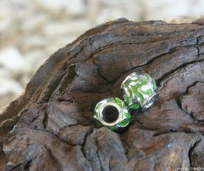 Pandora kraal met epoxy, 14x11mm, groen