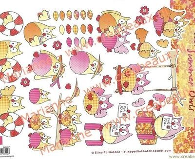 Marianne Design knipvel, 057 Elines Summer Owls
