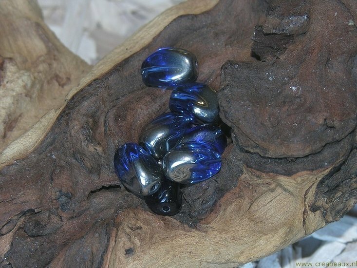 414127761 Onregelmatig met zilvercoating, 13x10mm, donkerblauw