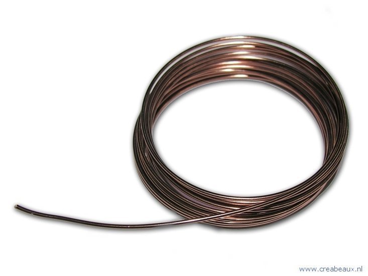 414133501 Aluminium draad rond, 2 mm, bruin